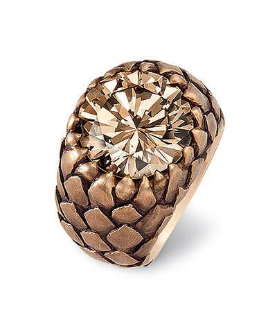 Nature Inspired - This ring features a carved band resembling the pattern of an acorn cap