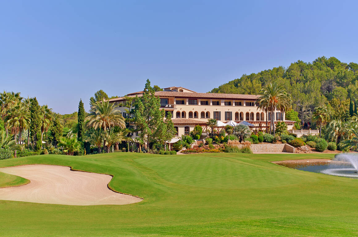 A hotel on a golf course