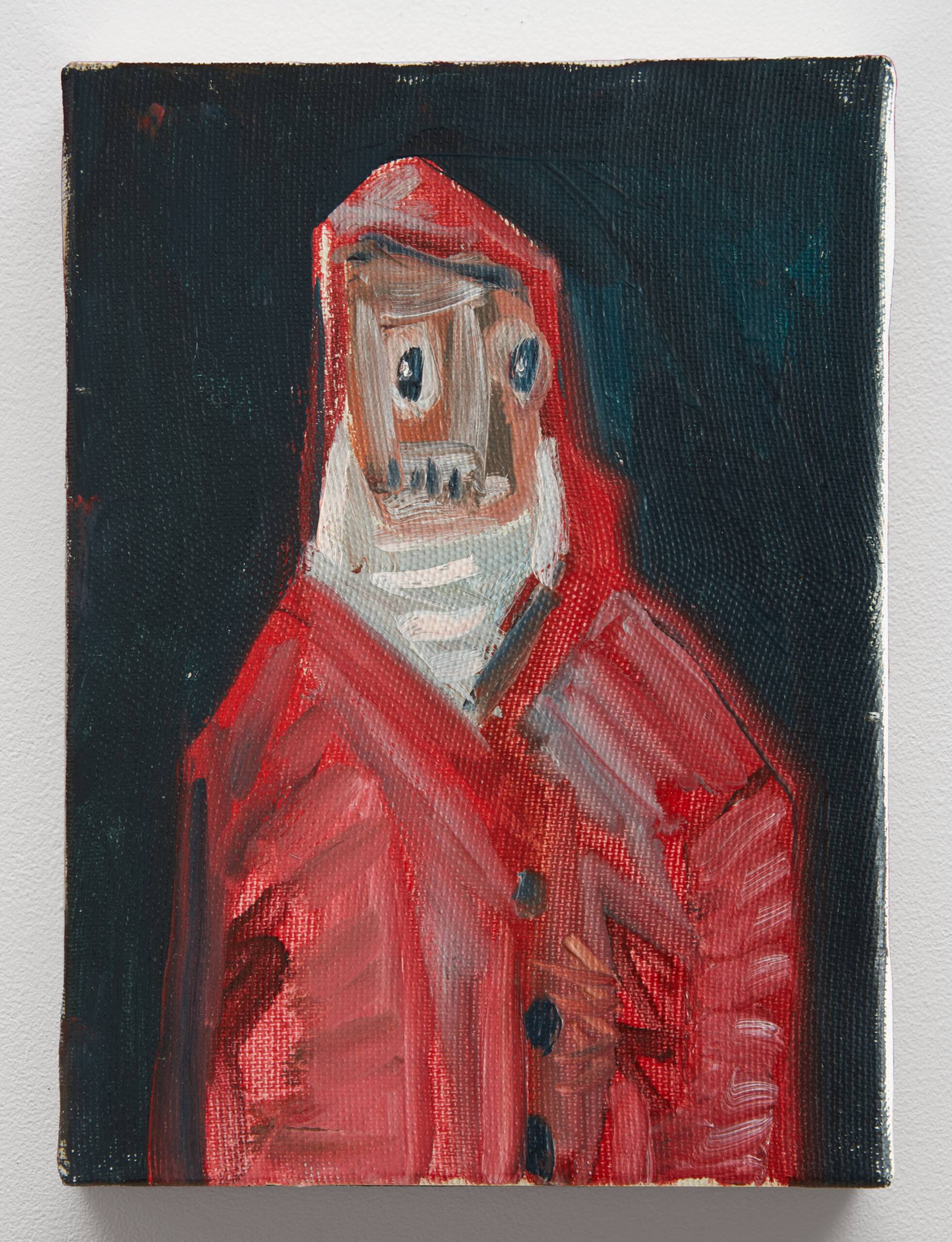 a red nun, in a painting